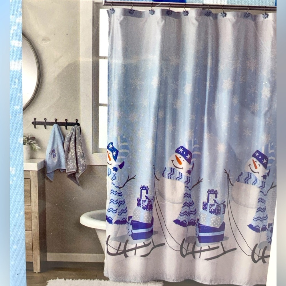 Shower Curtain and Hooks Set